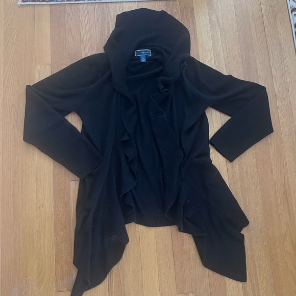 Black Ruffled Open Cardigan - Picture 1 of 3